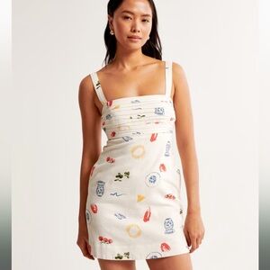 A & F linen blend cream pattern skort dress